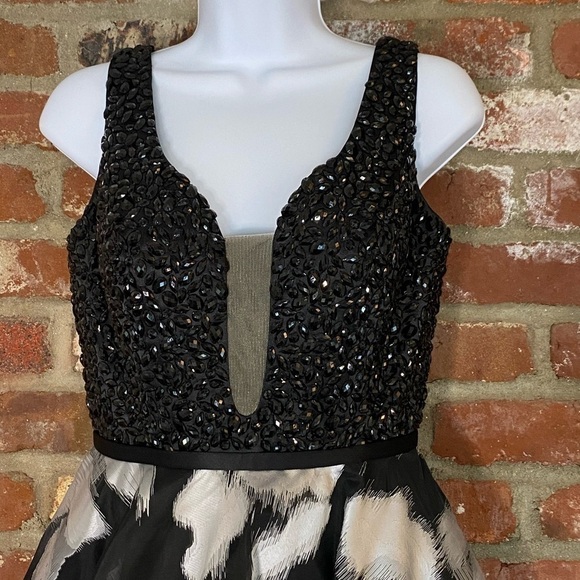 Jovani black and silver rhinestone short prom fit and flare dress size 2 - Picture 5 of 12